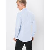 OLYMP - No. Six - Overhemd - Lichtblauw - Katoen - Pied de Poule Motief