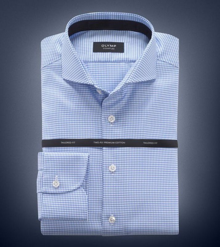 OLYMP - SIGNATURE - Overhemd - Bleu - Tailored Fit - SIGNATURE Cutaway