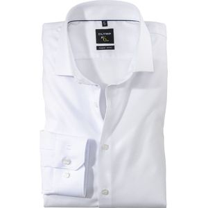 OLYMP - No. Six - Overhemd - Wit - Super Slim Fit, Katoenen Diamant Twill