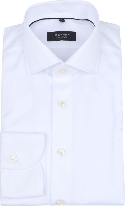 OLYMP SIGNATURE Overhemd Wit - Lange Mouw - 100% Katoen - Kent Kraag