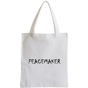Pixxprint Peacemaker Friede Hippie Fun Retro Party Jute Bag Sporttas, Wit