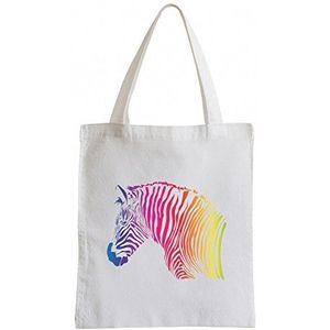 Pixxprint Raxxpurl Rainbow Zebra Fun jute tas sporttas, wit