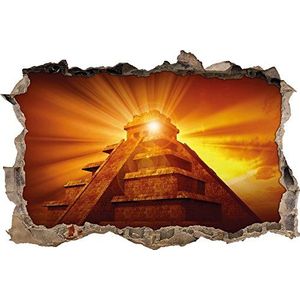 Pixxprint 3D_WD_1230_62x42 Maya piramide goud muurdoorbraak 3D muursticker, vinyl, kleurrijk, 62 x 42 x 0,02 cm