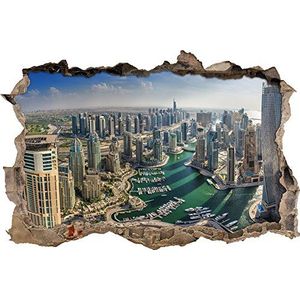 Pixxprint 3D_WD_2596_62x42 Dubai Helikopterzicht, muurdoorbraak 3D muursticker, vinyl, kleurrijk, 62 x 42 x 0,02 cm