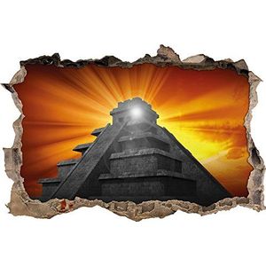 Pixxprint 3D_WD_4853_62x42 Maya piramide tempelinstallatie muurdoorbraak 3D muursticker, vinyl, zwart/wit, 62 x 42 x 0,02 cm