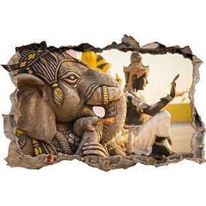Pixxprint 3D_WD_S2326_62x42 majestueuze olifantengodheid in Thailand muurdoorbraak 3D muursticker, vinyl, kleurrijk, 62 x 42 x 0,02 cm