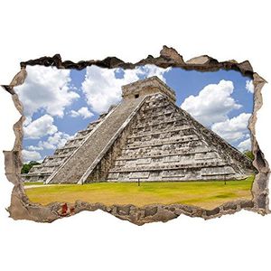 Pixxprint 3D_WD_S2380_62x42 prachtige Maya piramide muurdoorbraak 3D muursticker, vinyl, kleurrijk, 62 x 42 x 0,02 cm