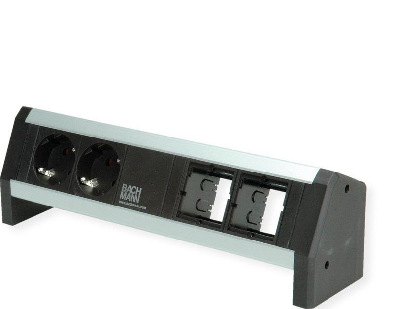 Bachmann - DESK Stekkerdoos - 2x Beschermcontact - Kunststof - Zwart