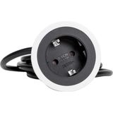 Bachmann Pix - Inbouw stopcontact - 1x 230V - zwart + wit + RVS-look - 2 meter aansluitsnoer