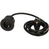 Bachmann Pix - Inbouw stopcontact - 1x 230V - zwart + wit + RVS-look - 2 meter aansluitsnoer