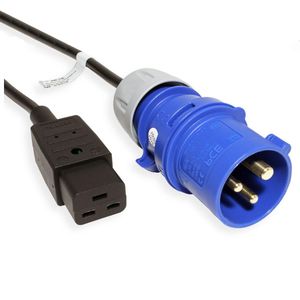 C19 - CEE 3-pins 16A stroomkabel - 3 meter