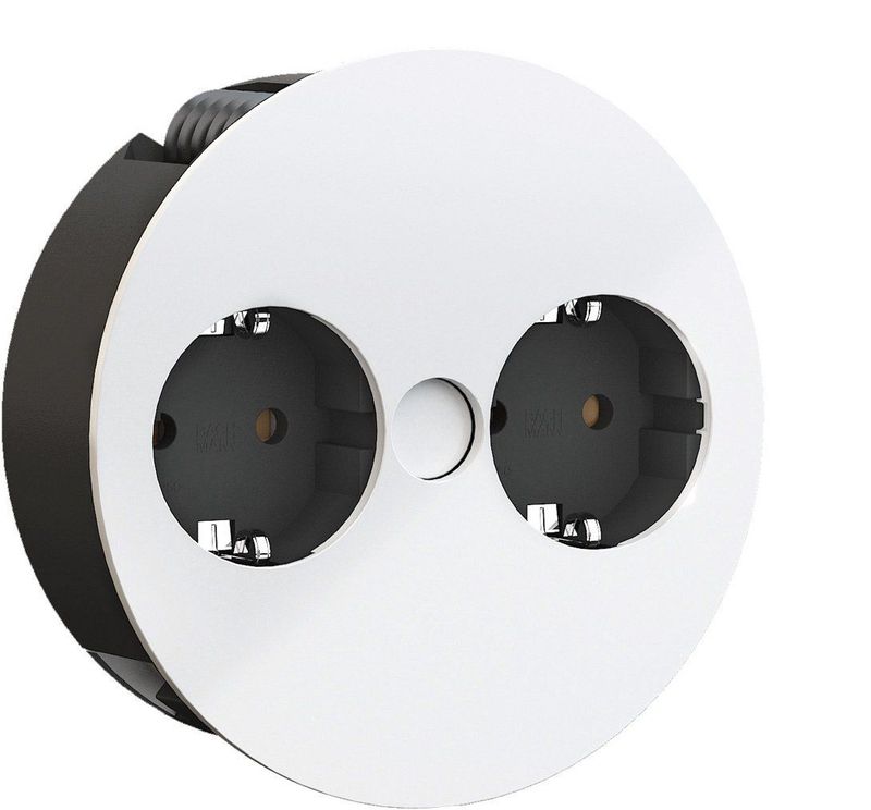 Bachmann Twist - Inbouw Stopcontact - 2x 230V - Mat Wit - 2 meter aansluitsnoer