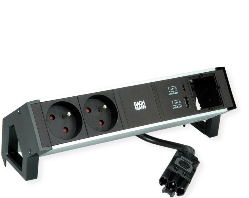 Bachmann - DESK2 ALU BLACK - Stekkerdoos - Zwart - Aluminium