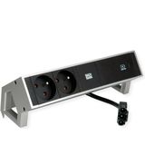Bachmann - DESK2 - Stekkerdoos - Roestvrij Staal - 2 UTE Stopcontacten - USB-C 60W
