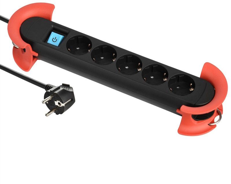 HOOK - Indoor - Stekkerdoos - Zwart - 5 Stopcontacten - 5 Meter Kabellengte