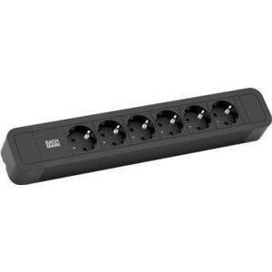 BACHMANN PRIMO2 stekkerdoos 6-voudig geaard, aluminium, zwart, 2 m