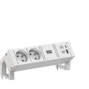 Bachmann - 902.3207 - Stekkerdoos - Wit - Aluminium - 2x USB Aansluitingen