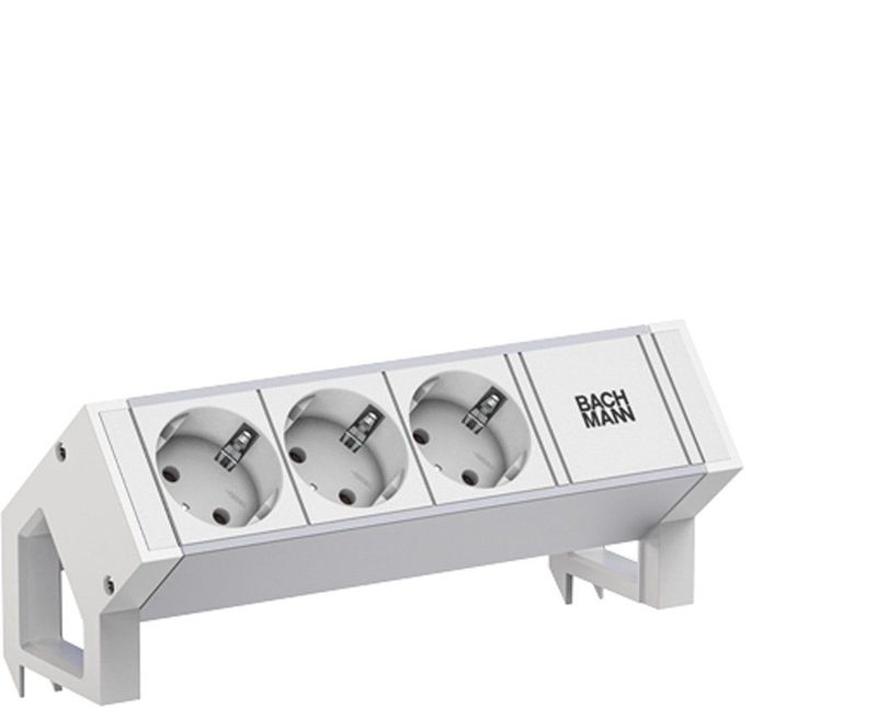 Bachmann - Stekkerdoos DESK2 - Wit - Aluminium - 3 SCHUKO-aansluitingen