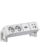 Bachmann - Stekkerdoos DESK2 ALU - Wit - Aluminium - 2 USB-aansluitingen