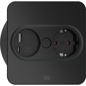 BACHMANN - Twist 2 - Stopcontact - Zwart - Kunststof - Automatische Opening