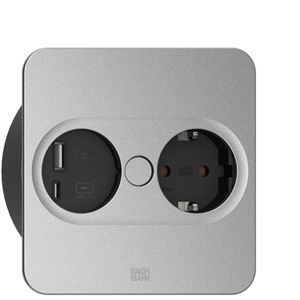 BAC Twist 2 1x230V RA en 1x USB Zilver Vierkant Lader - 946.013 - E3MQR