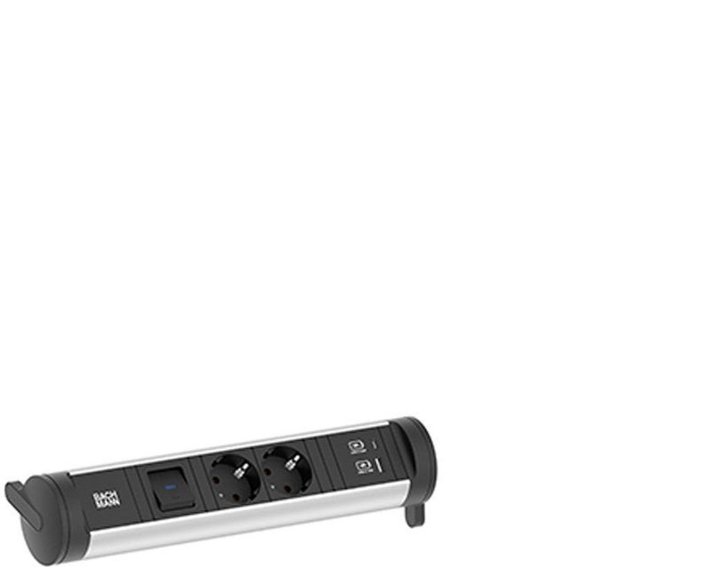 Bachmann - CYCLE Base - Stekkerdoos - Aluminium - 2 Stopcontacten - 22W USB A/C