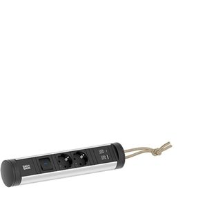 Bachmann - CYCLE Loop - Stekkerdoos - Zwart - Aluminium - 2 Geaarde Stopcontacten