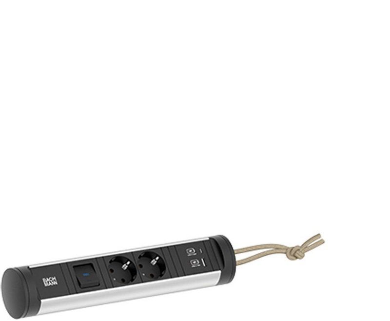 Bachmann - CYCLE Loop - Stekkerdoos - Zwart - Aluminium - 2 Geaarde Stopcontacten