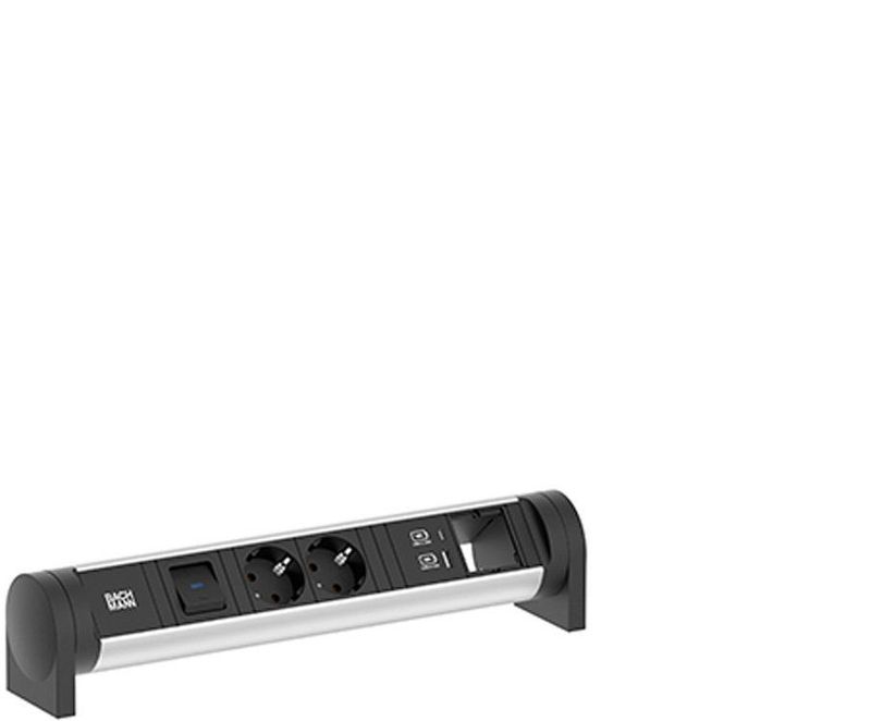 BACHMANN - CYCLE - Bureau Stekkerdoos - Aluminium - USB A/C Oplader 22W