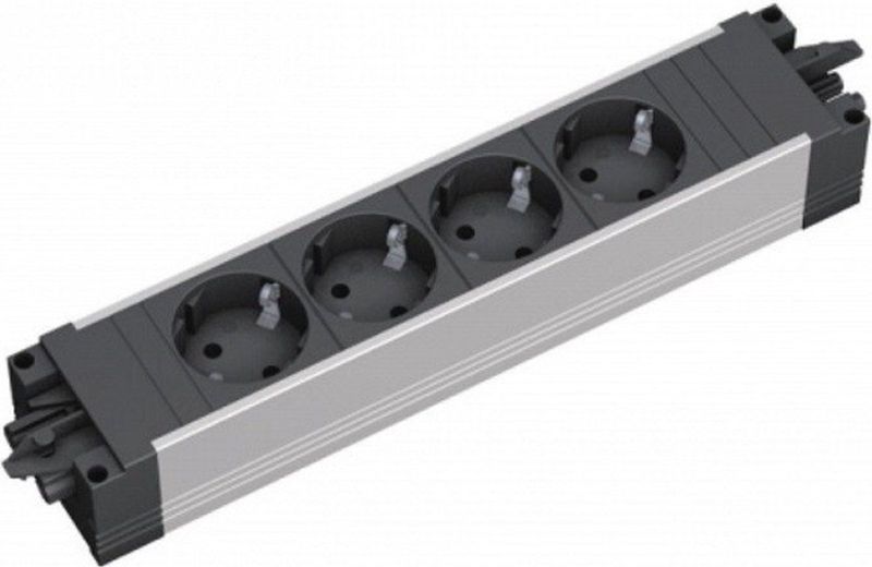 Bachmann stekkerdoos met Wieland GST18® installatiestekker en 4 contacten / zwart/zilver