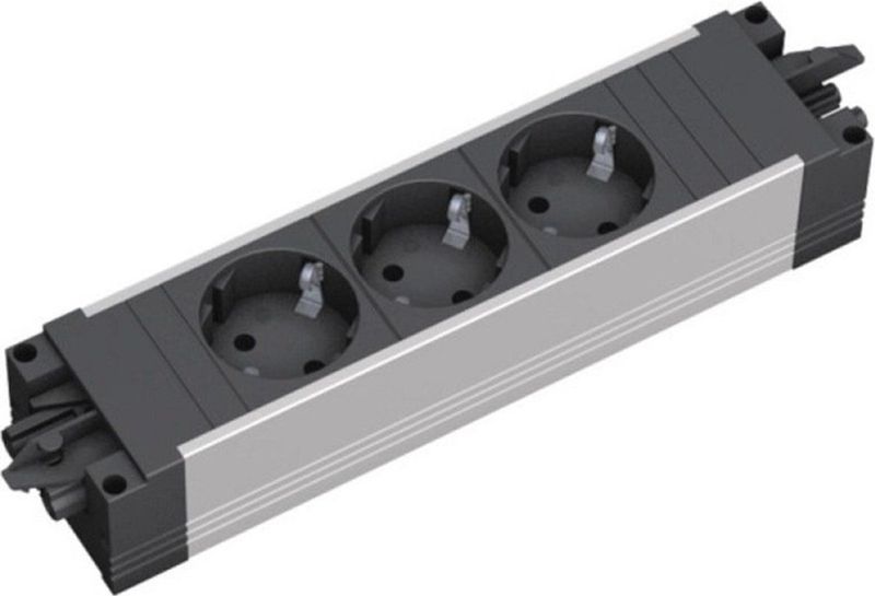 Bachmann stekkerdoos met Wieland GST18® installatiestekker en 3 contacten / zwart/zilver