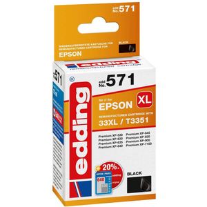 Edding Inktcartridge vervangt Epson 33XL, T3351 Compatibel Zwart EDD-571 18-571
