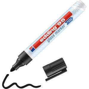 Edding 95 - Zwart - Glasmarker - Raamstift - Zwarte Stift Glazen Oppervlakken - Ronde Punt - 1,5-3mm - 1 Stuk