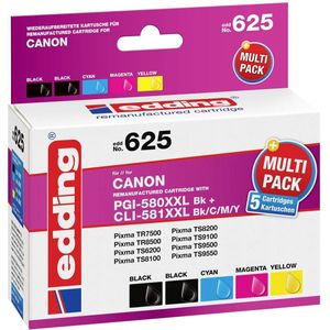edding EDD-625  2x schwarz, cyan, magenta, gelb Druckerpatronen kompatibel zu Canon PGI-580XXL BK, CLI-581XXL BK/C/M/Y, 5er-Set
