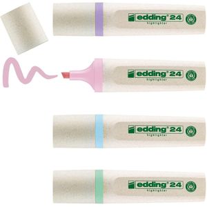 edding 24 EcoLine highlighter - set van 4 pastelkleuren - 4 markeerstiften - beitelvormige punt 2-5mm - voor snel en gemakkelijk markeren en accentueren van teksten en notities - recyclebaar materiaal