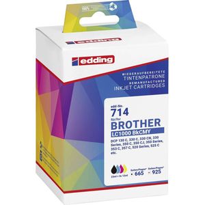 Edding - Inktcartridge - Zwart, Cyaan, Magenta, Geel - Compatibel met Brother Printermodellen