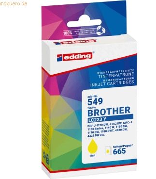 Edding Inktcartridge vervangt Brother LC-223Y Compatibel Geel EDD-549 18-549-01