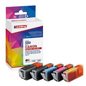 Edding - EDD-500 - Inkt Combi Pack - Zwart, Cyaan, Geel, Magenta - 1 stuk