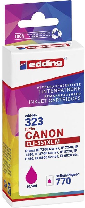Edding - EDD-323 - Magenta Printercartridge - Compatibel met Canon CLI-551 XL