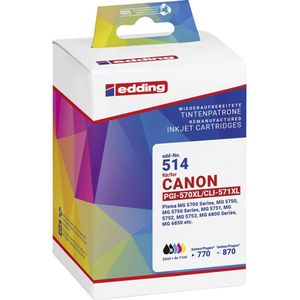 Edding - EDD-514 Inktcartridges - Zwart, Cyaan, Magenta, Geel - 25ml per cartridge