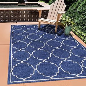SANAT Outdoor tapijt, weerbestendig, tapijt voor binnen en buiten, balkon, waterafstotend, tapijten voor terras, tuin, keuken, badkamer of woonkamer, blauw, 60 x 110 cm