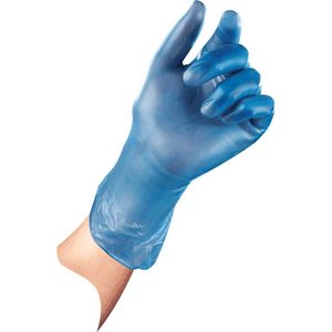 Wegwerp handschoenen vinyl 100 stuks SensaNyl P, gepoederd, blauw M
