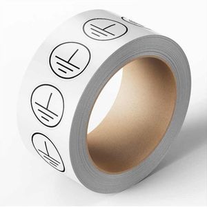 Beschermende aarding sticker op rol, wit zwart 20 mm - 500 per rol