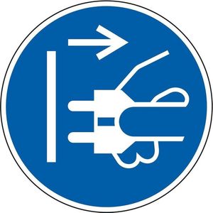 Stekker uit stopcontact trekken sticker - ISO 7010 - M006 50 mm - 10 stuks per kaart