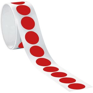 Ronde rode markeringsstickers - zelfklevende folie - 100 stuks op rol Ø 37 mm