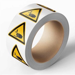 Waarschuwingssticker handbeklemming, 500 per rol, W024 12,5 mm
