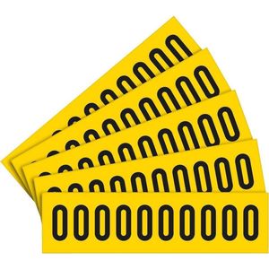Cijfer sticker 0-9 - zelfklevende folie met laminaat - 5 x 10 stuks - geel zwart teksthoogte 25 mm Cijfer 3
