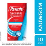Rennie Kauwgom Calciumcarbonaat 750mg Suikervrij 10 stuks