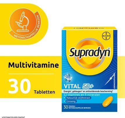 Supradyn - Vital 50+ - Multivitaminen - Met Ginseng - 30 Tabletten