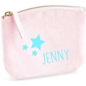 minimutz Make-uptas voor meisjes | gepersonaliseerd met naamopdruk & sterren | kleine make-uptas voor kinderen incl. naam | make-up tasje met ritssluiting | Afmetingen: S (14 x 11 cm) roze